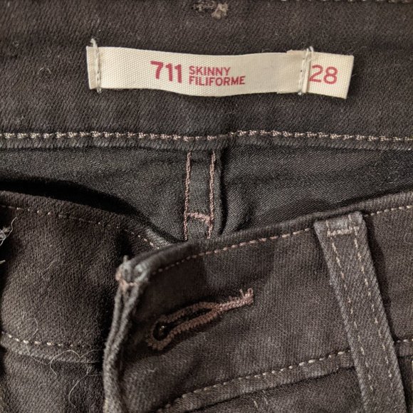 Levi's 711 Skinny Studded Ankle Jeans Soft Black - Picture 4 of 5